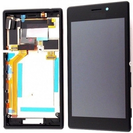 LCD Дисплей за SONY M2 / D2305 / D2303 / D2306 / Тъч скрийн и рамка Черен